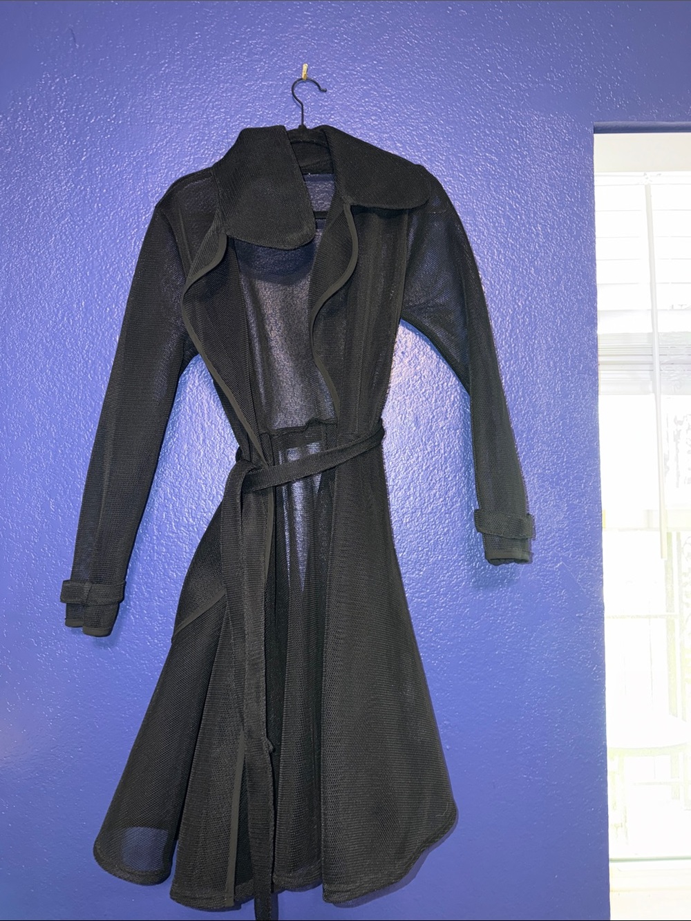 Women's Black Long Belted Trench Coat